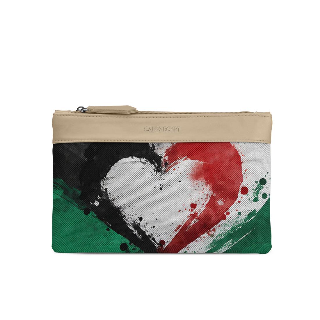 Beige Mixed Pouches Palestine heart - CANVAEGYPT