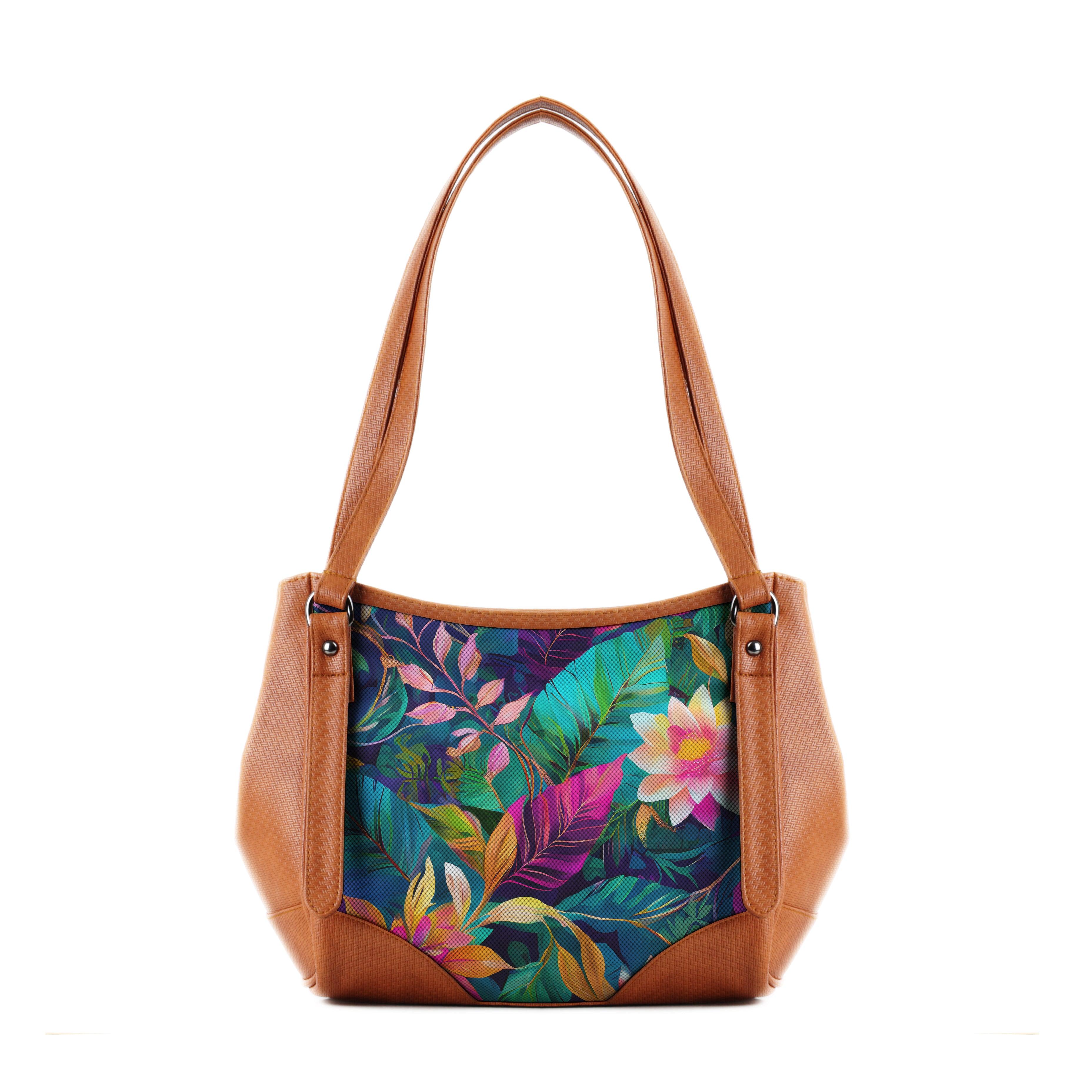 Leather Tote Bag floral - CANVAEGYPT