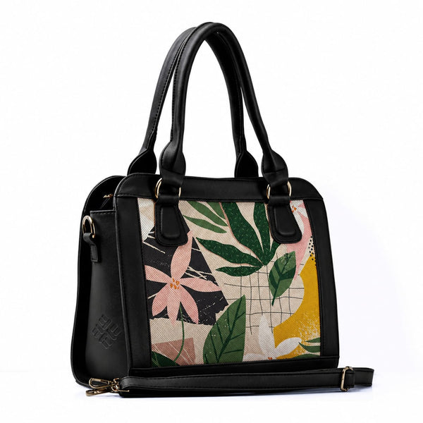 Black Travel Hobo Bag Leafs