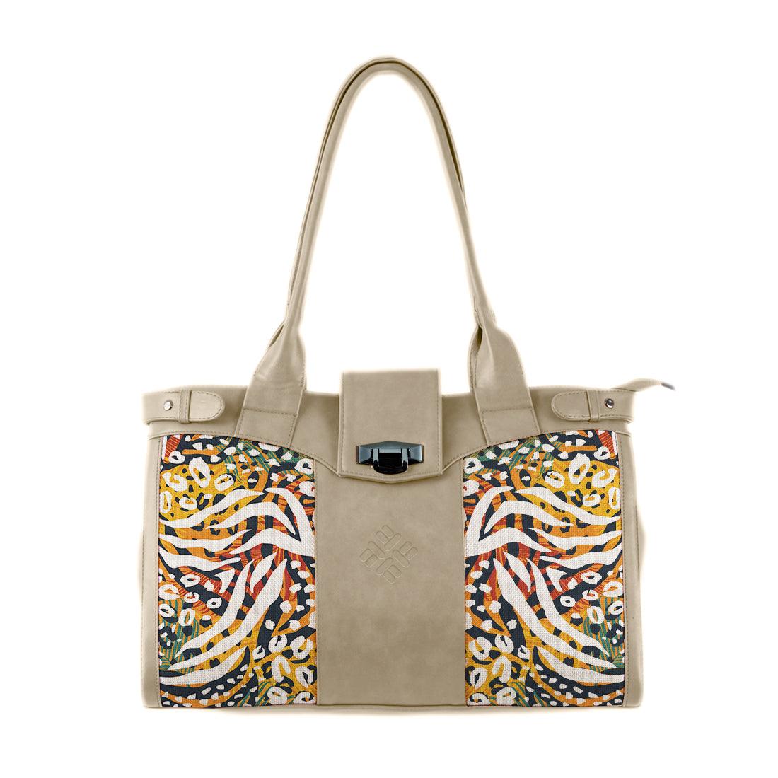 Beige Double Handle Large Bag African Spotted - CANVAEGYPT