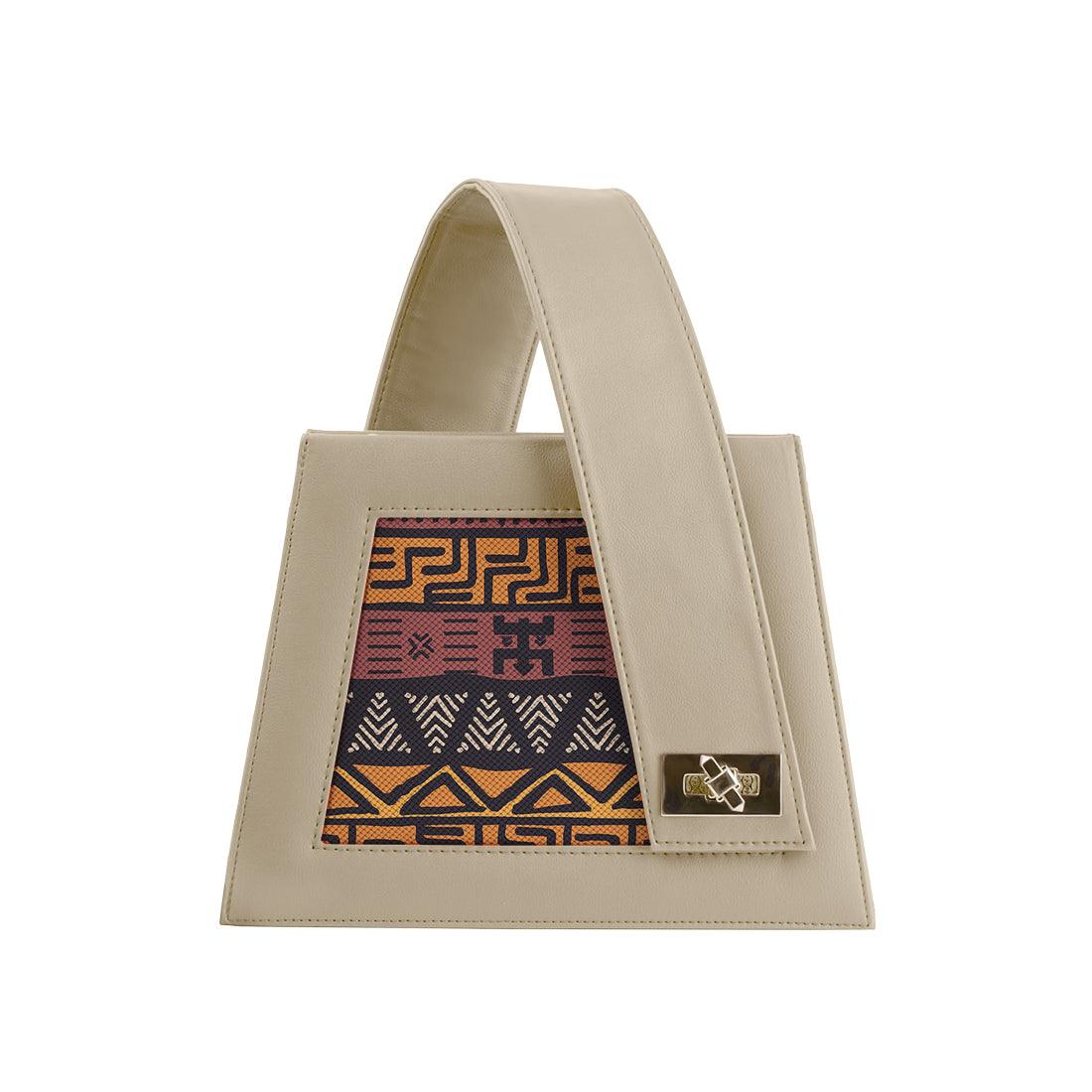 Beige One Handed Bag African Pattern - CANVAEGYPT