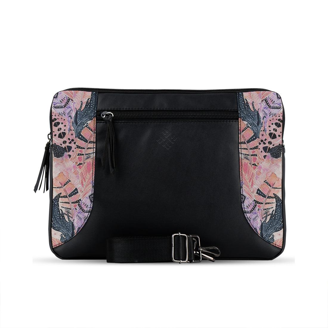 Black Mixed Laptop Sleeve Floral Abstract - CANVAEGYPT