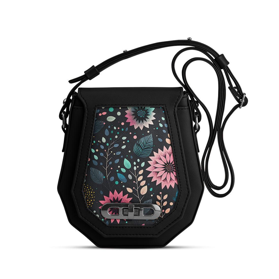 Black Polygon Crossbags Floral - CANVAEGYPT