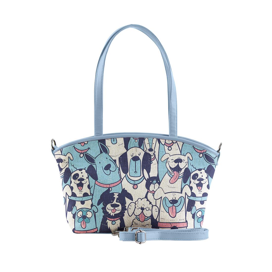 Blue Wide Tote Bag Dogs - CANVAEGYPT