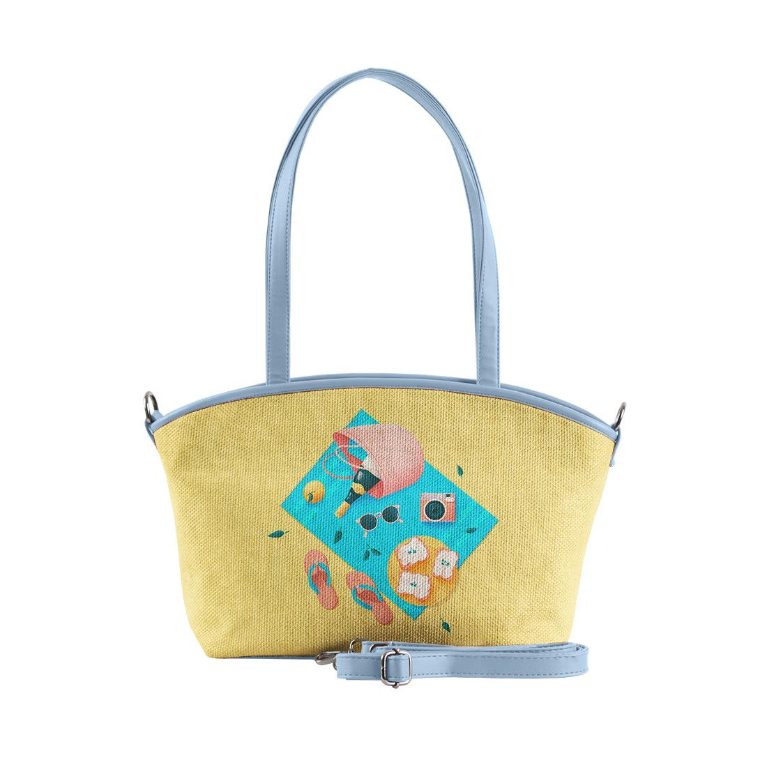 Blue Wide Tote Bag Summer picnic - CANVAEGYPT
