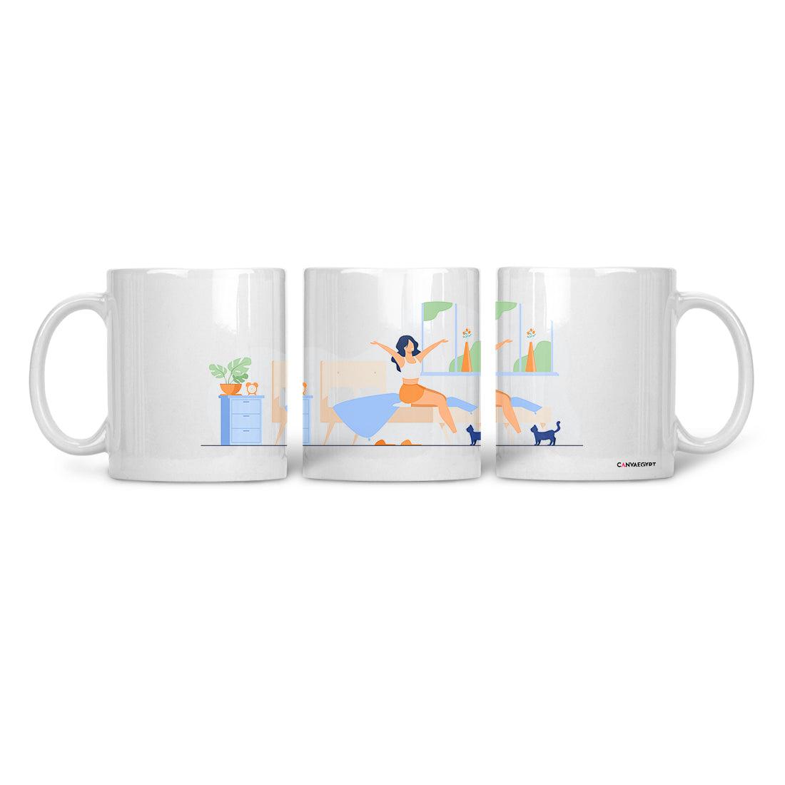 Ceramic Mug Waking Up Happy - CANVAEGYPT