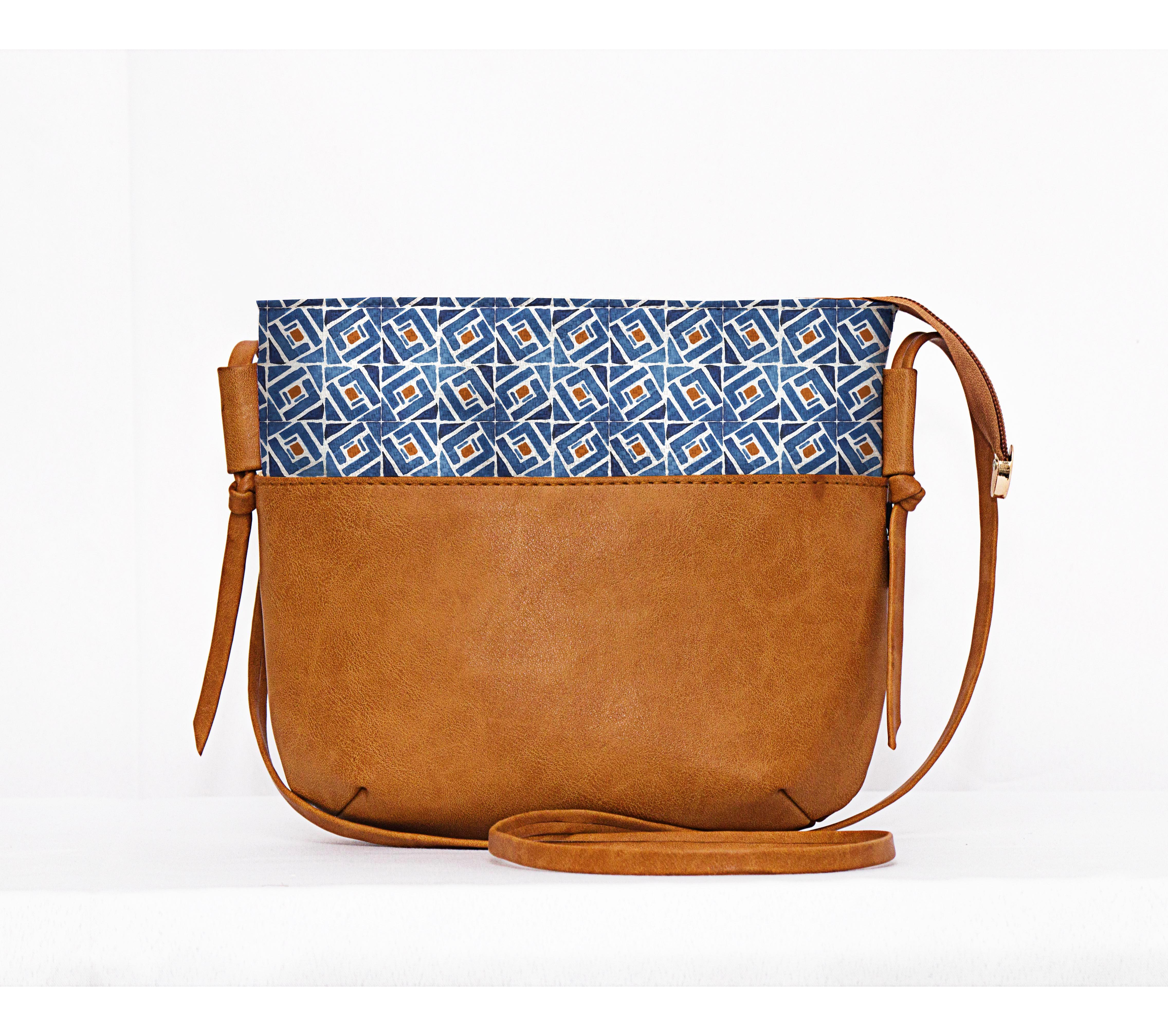 Havana Brown Shoulder Bag Blue Pattern - CANVAEGYPT