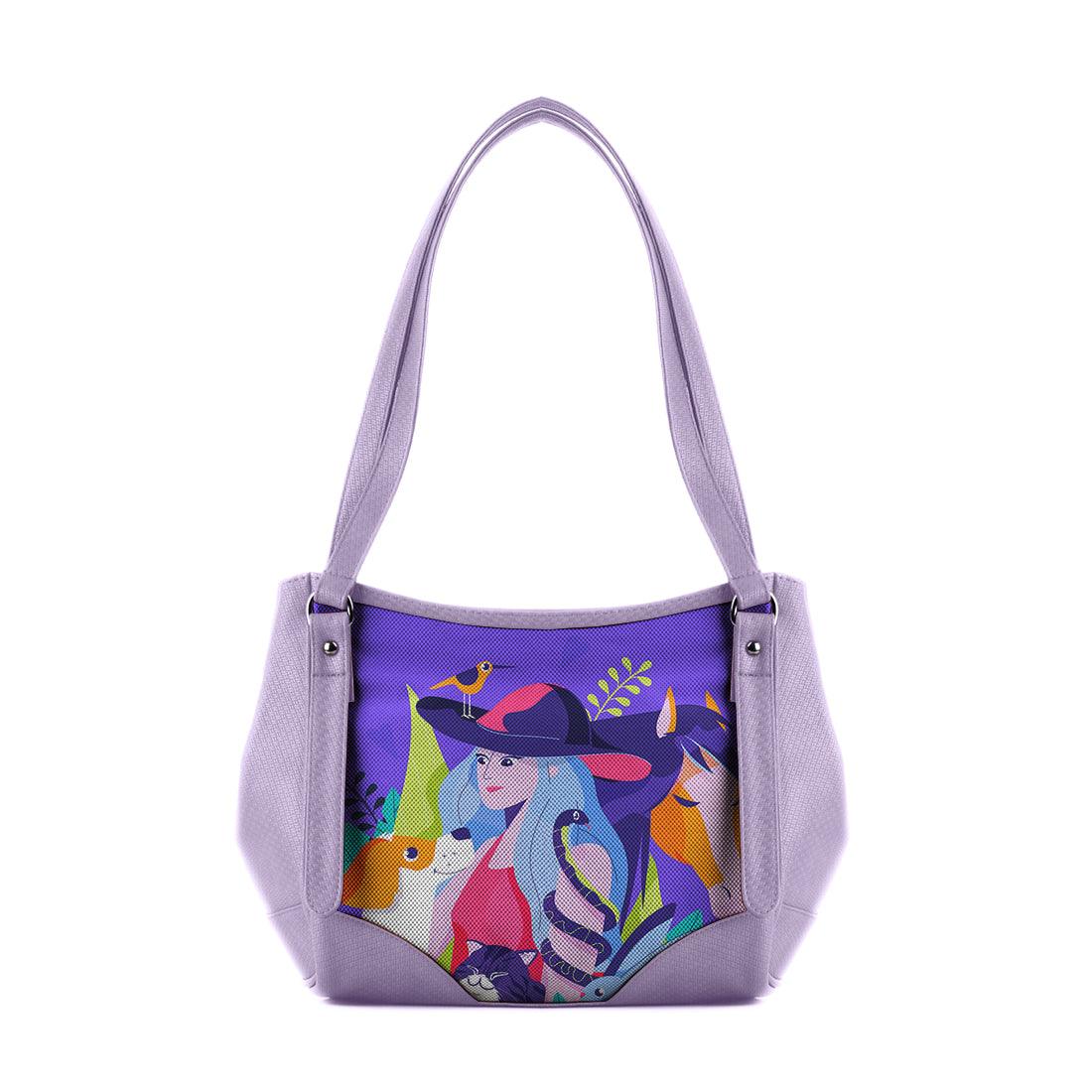 Lavender Leather Tote Bag Animal Lover - CANVAEGYPT
