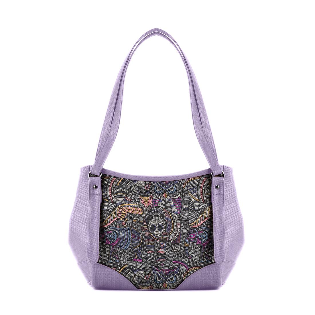 Lavender Leather Tote Bag Animals Tribal - CANVAEGYPT