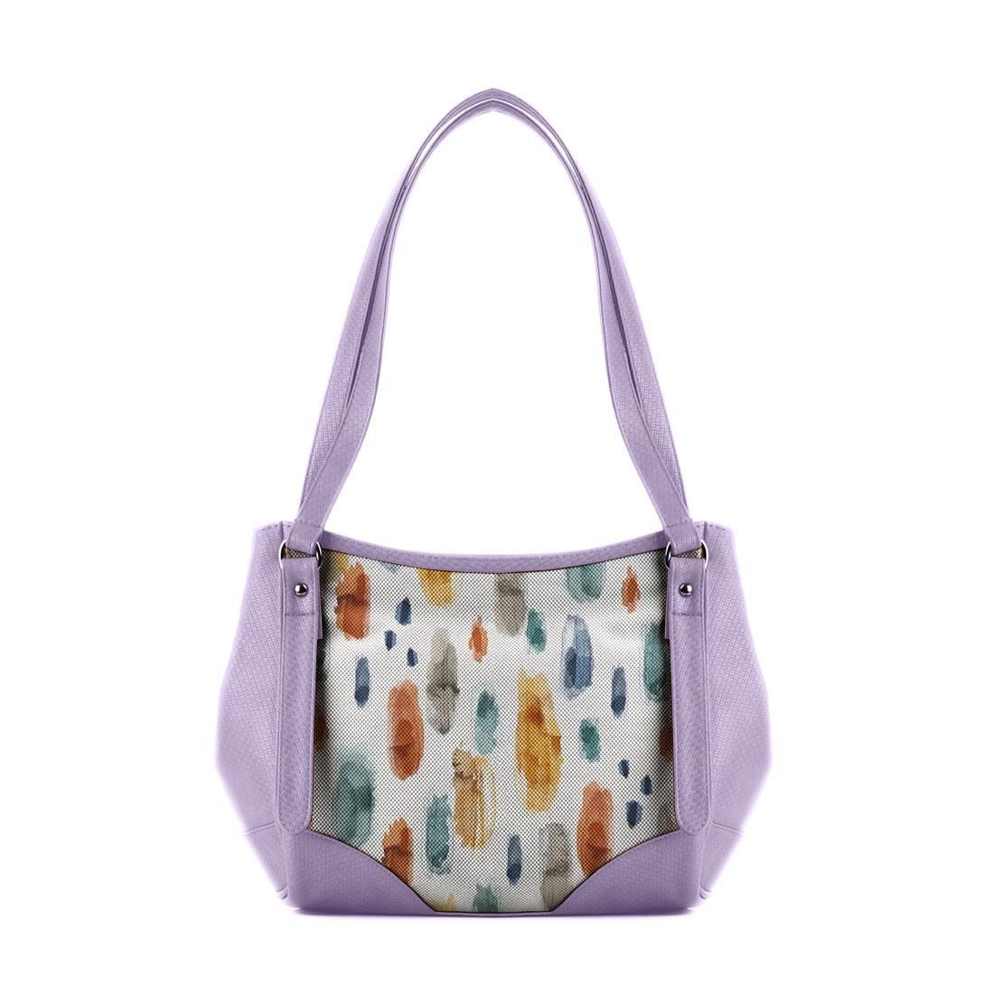 Lavender Leather Tote Bag Brushes Spots - CANVAEGYPT