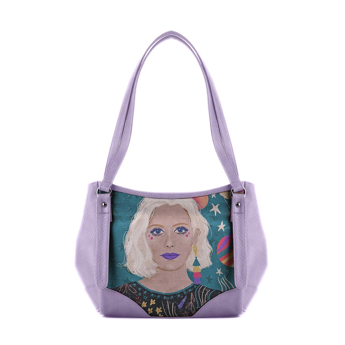 Lavender Leather Tote Bag Extraterrestrial - CANVAEGYPT