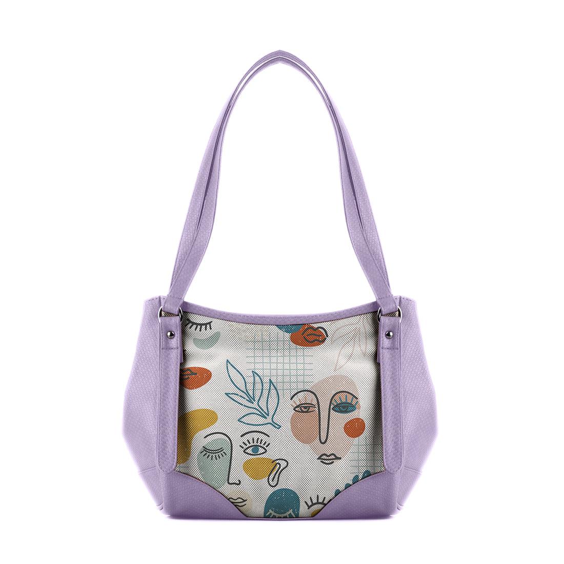 Lavender Leather Tote Bag Faces - CANVAEGYPT