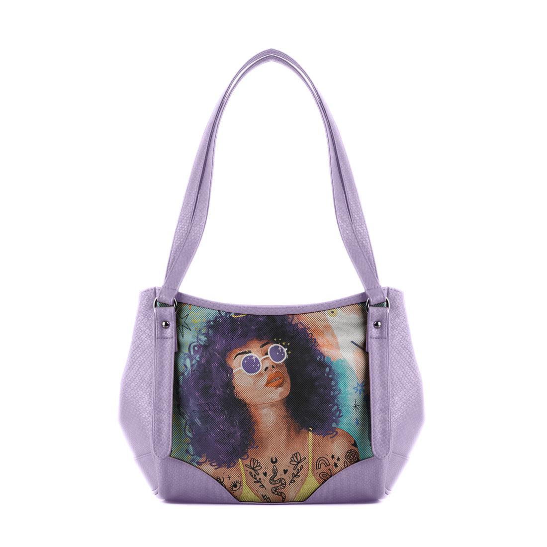 Lavender Leather Tote Bag Flamingo Queen - CANVAEGYPT