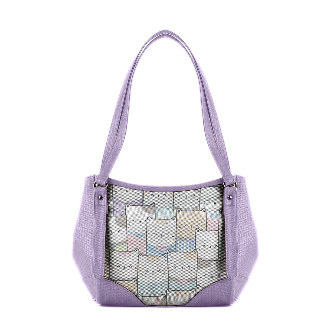 Lavender Leather Tote Bag Kitty - CANVAEGYPT