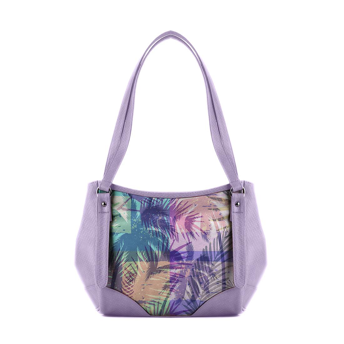 Lavender Leather Tote Bag Palm Art - CANVAEGYPT