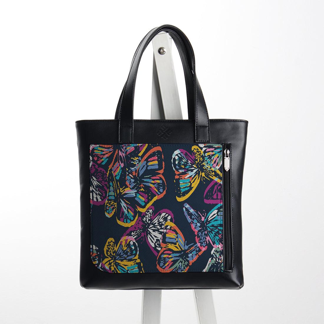 Leather Tote bag Blue Floral - CANVAEGYPT