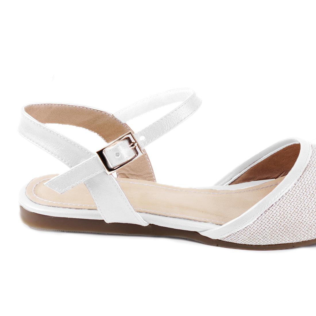 White Closed Strap Sandal Leafs - CANVAEGYPT