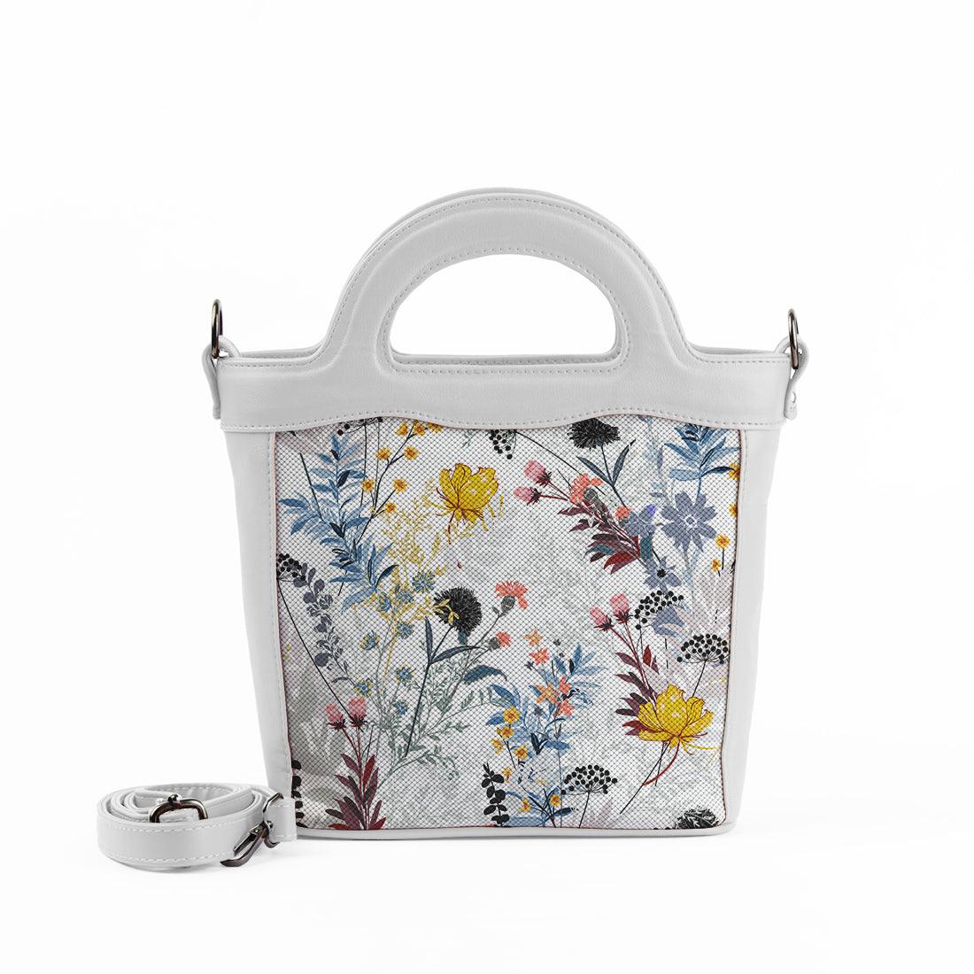 White Top Handle Handbag Floray - CANVAEGYPT