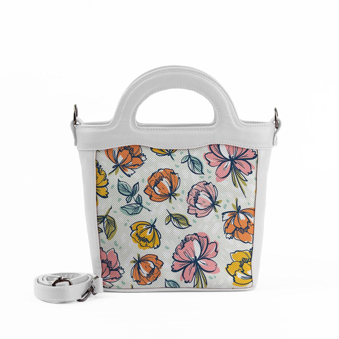 White Top Handle Handbag Little Roses - CANVAEGYPT