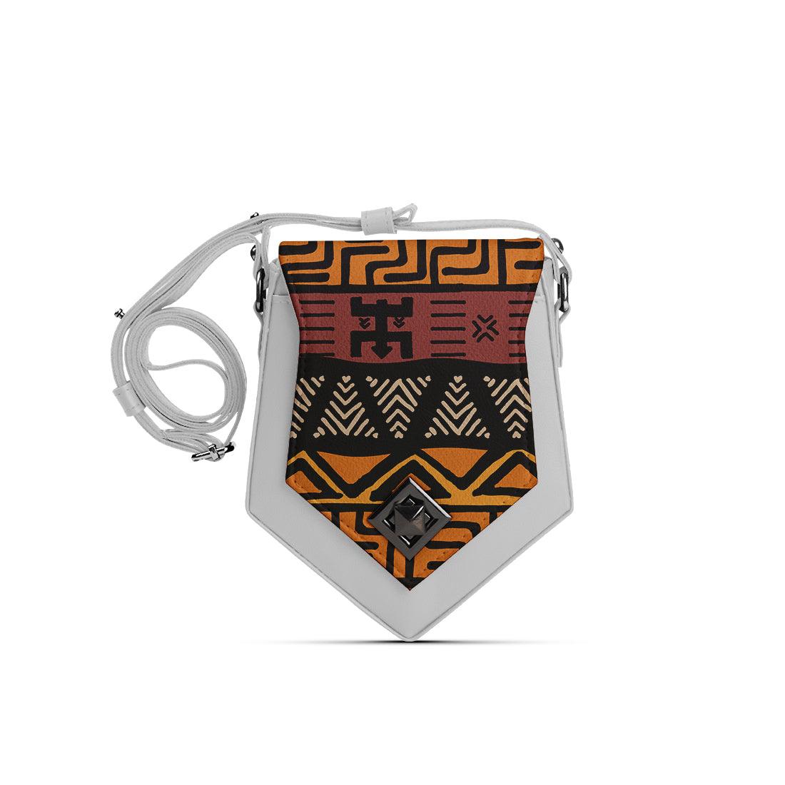 White Triangles Crossbag African Pattern - CANVAEGYPT