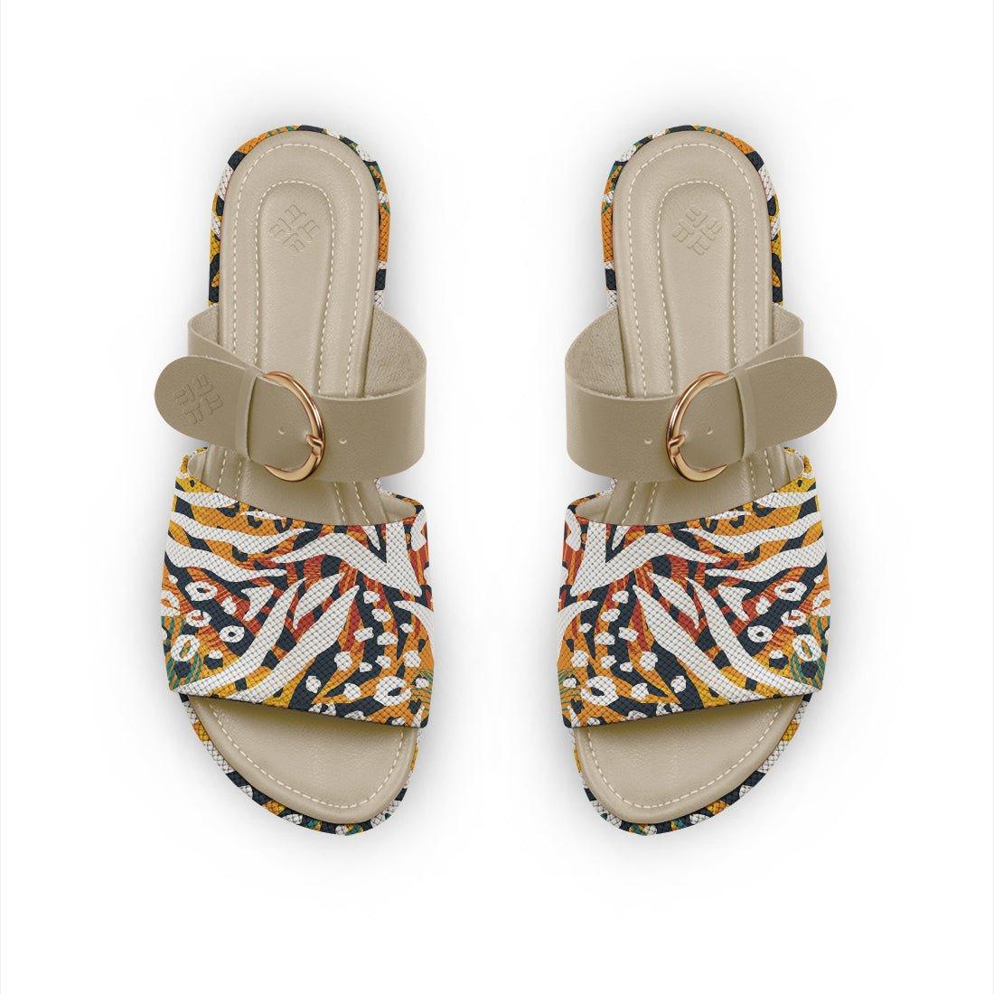 Beige Buckle Slide Slipper African Spotted - CANVAEGYPT