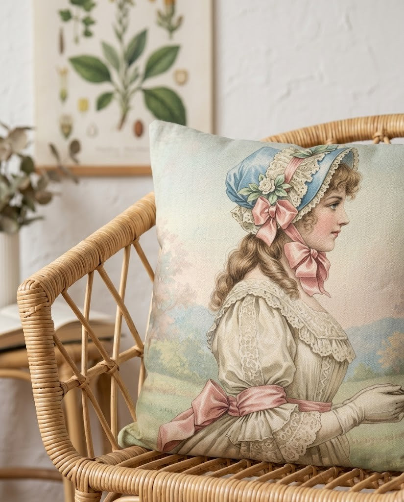 Decorative Pillow Victorian Fashion Illustration
