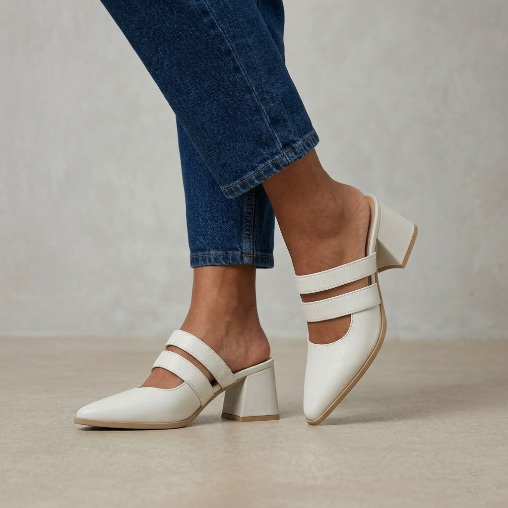 White Double Strap Mules – Step Into Your Power - 2