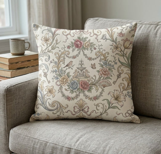 Decorative Pillow Vintage Rococo Soft Floral Aesthetic - 2