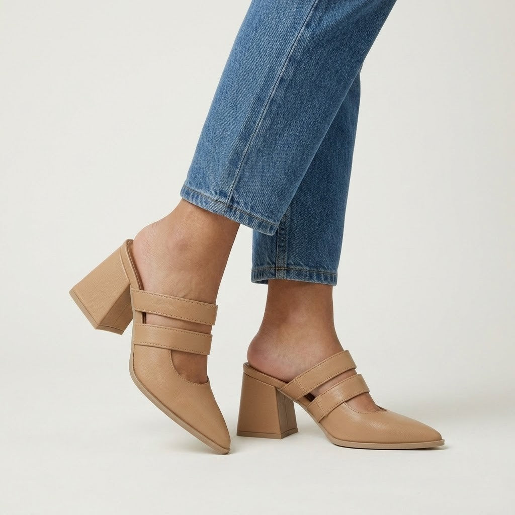 Beige Double Strap Mules – Step Into Your Power