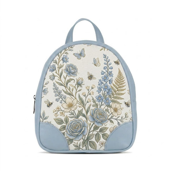 Blue O Mini Backpacks Vintage Blue Floral Aesthetic