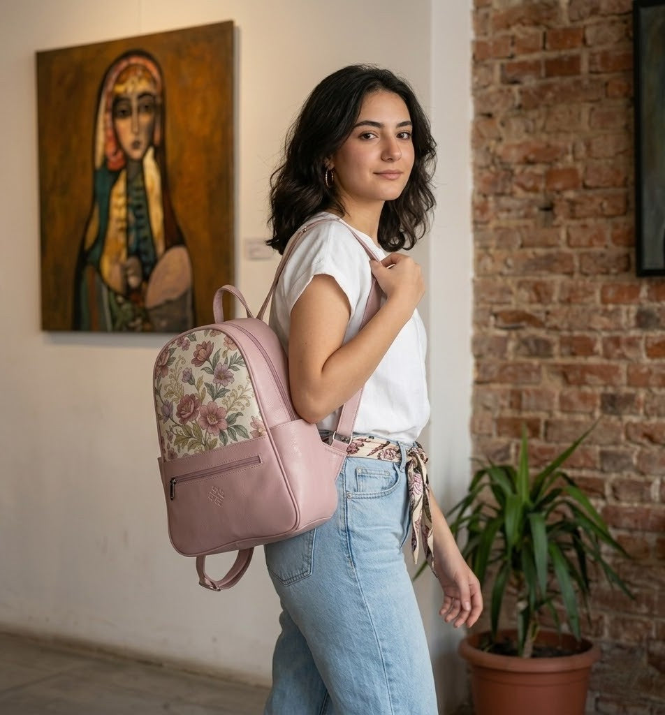 Rose Vivid Backpack Muted Pink Floral Vintage