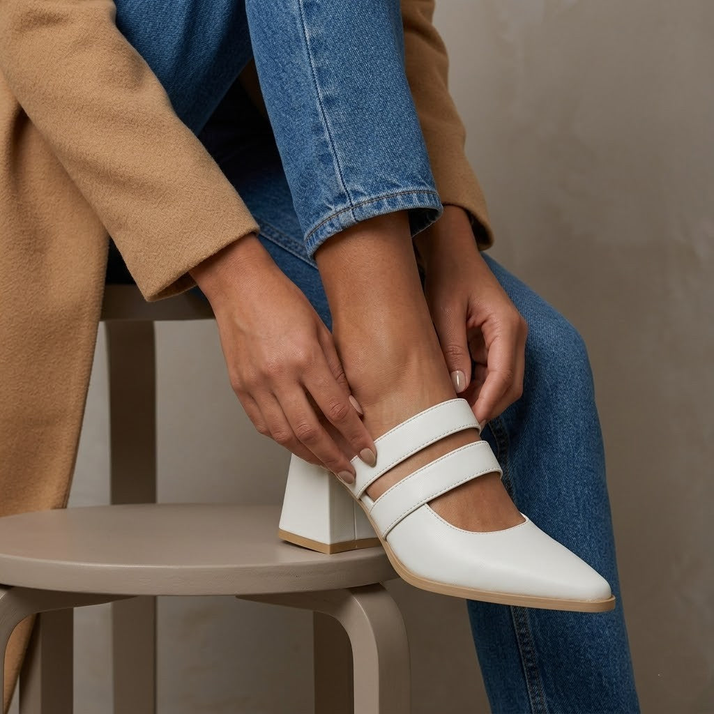 White Double Strap Mules – Step Into Your Power - 5