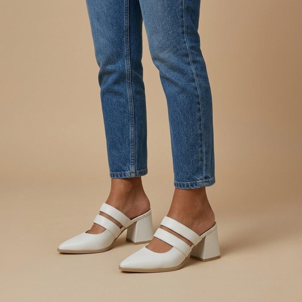 White Double Strap Mules – Step Into Your Power - 3