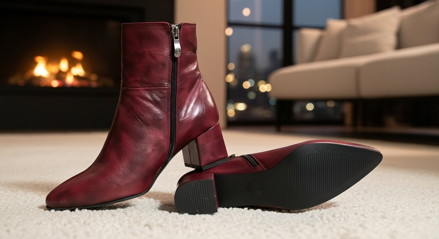 Burgundy Urban Step Ankle Boots