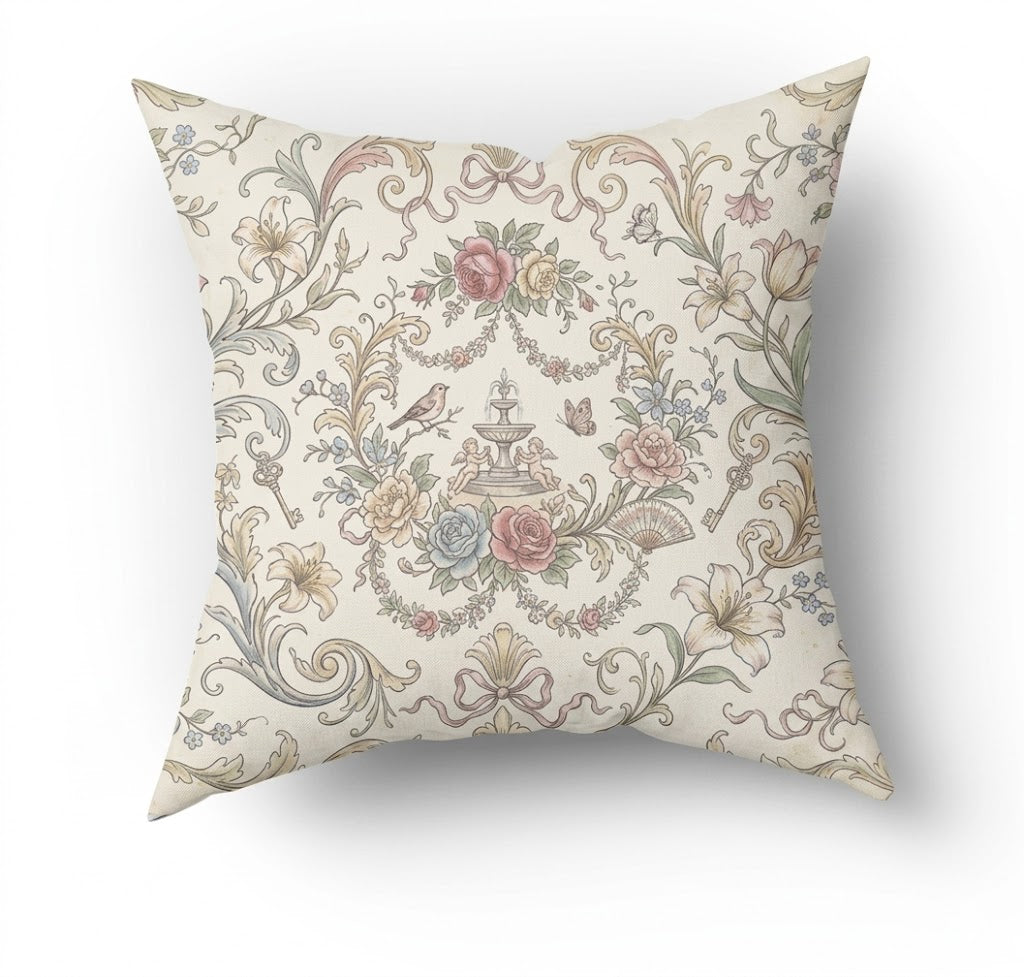 Decorative Pillow Vintage Rococo Soft Floral Aesthetic - 1