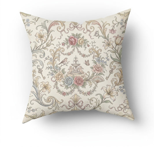 Decorative Pillow Vintage Rococo Soft Floral Aesthetic - 1