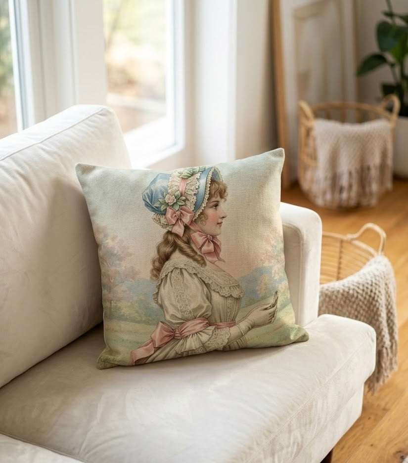 Decorative Pillow Victorian Fashion Illustration