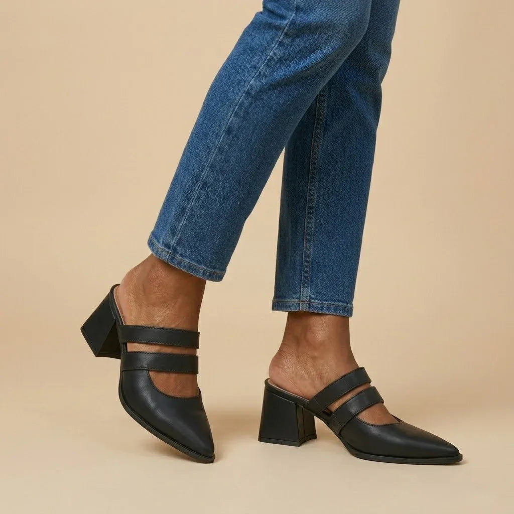 Black Double Strap Mules – Step Into Your Power - 2