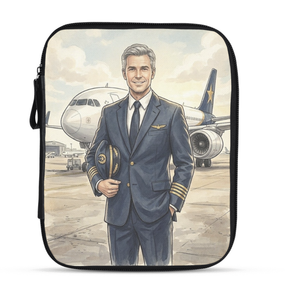 Tablet Sleeve - Airline Captain Vintage Watercolor Pilot - 1