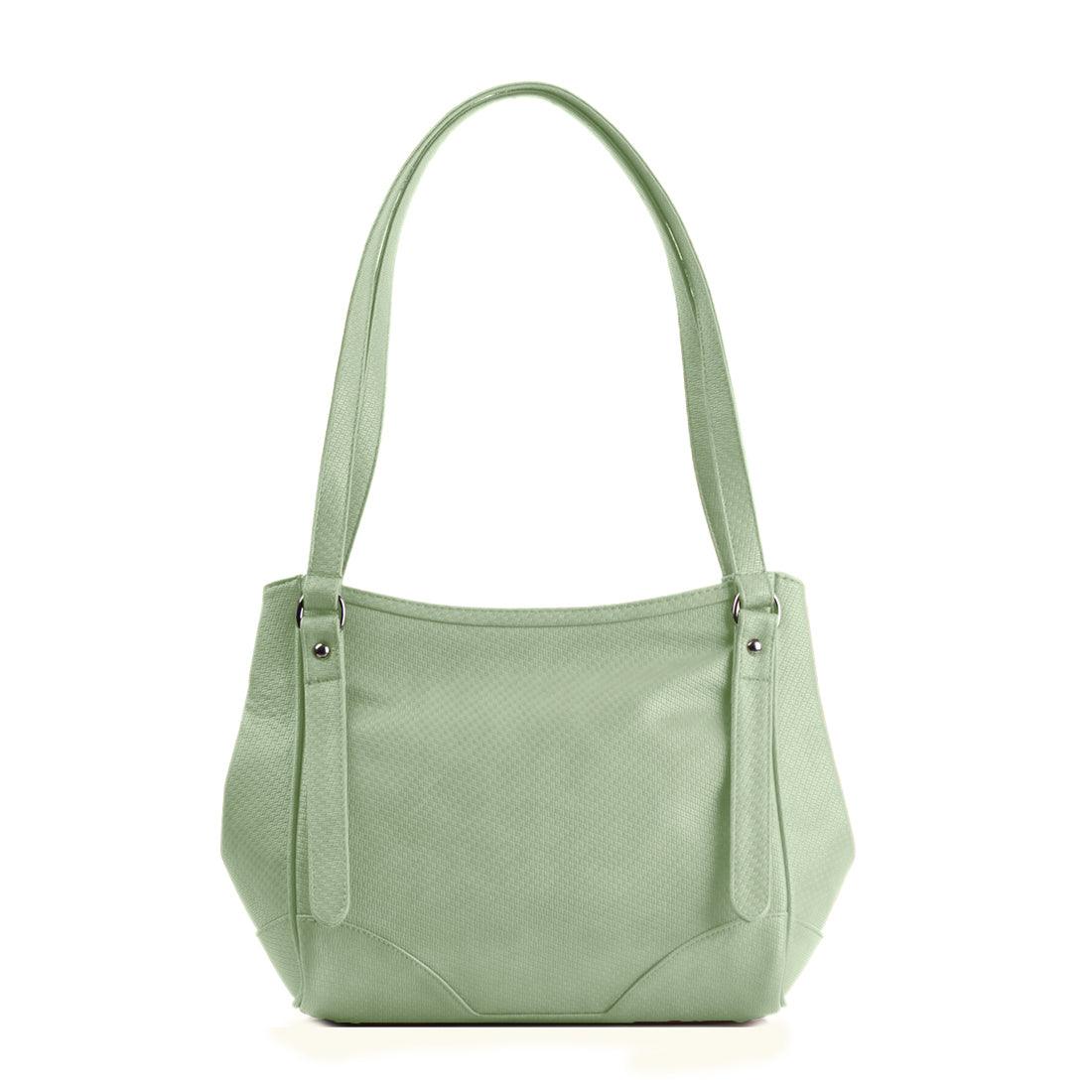 Mint Green Leather Tote Bag flowers - CANVAEGYPT