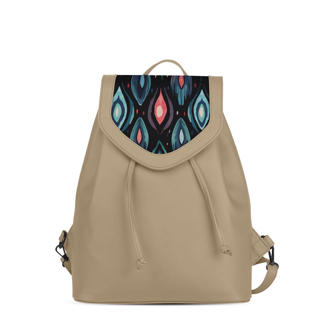 Beige City Serenade Backpack Vibrant Peacock Droplets - CANVAEGYPT