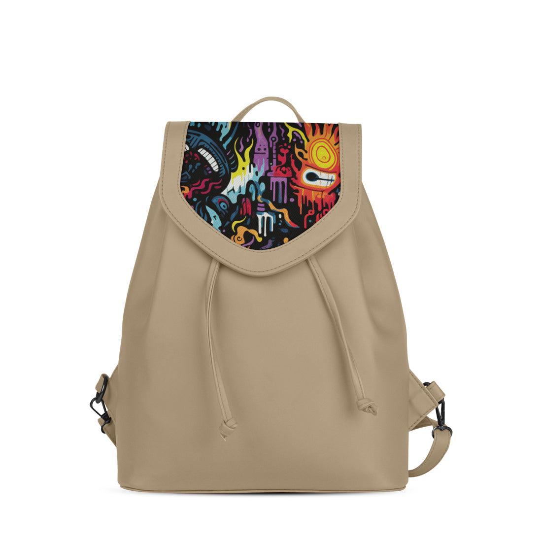 Beige City Serenade Backpack Vibrant Visions - CANVAEGYPT