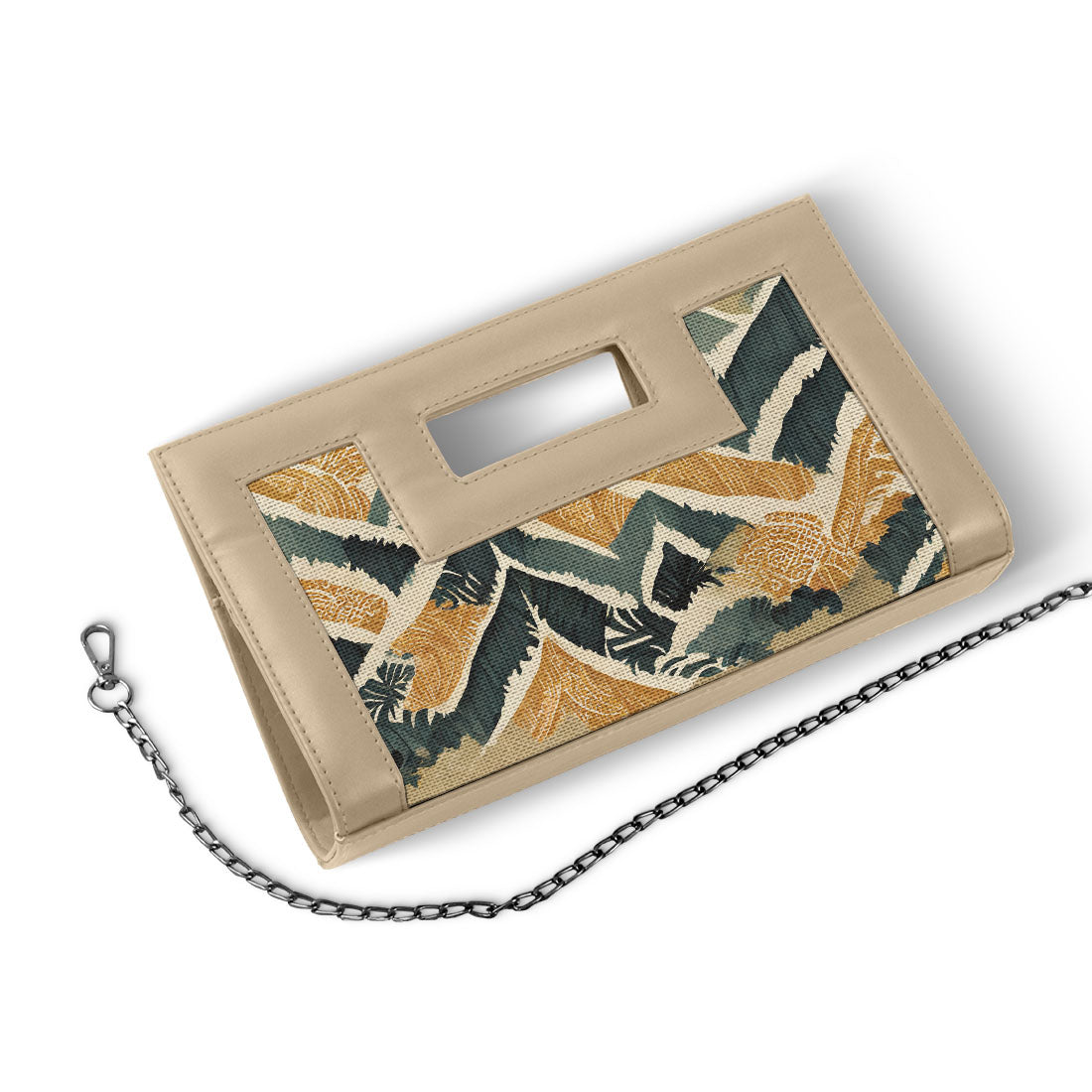 Beige City Sleek Clutch Ikat