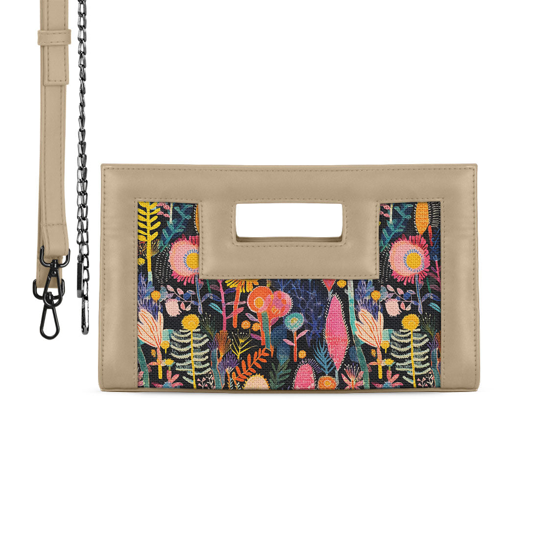 Beige City Sleek Clutch Midnight Floralscape