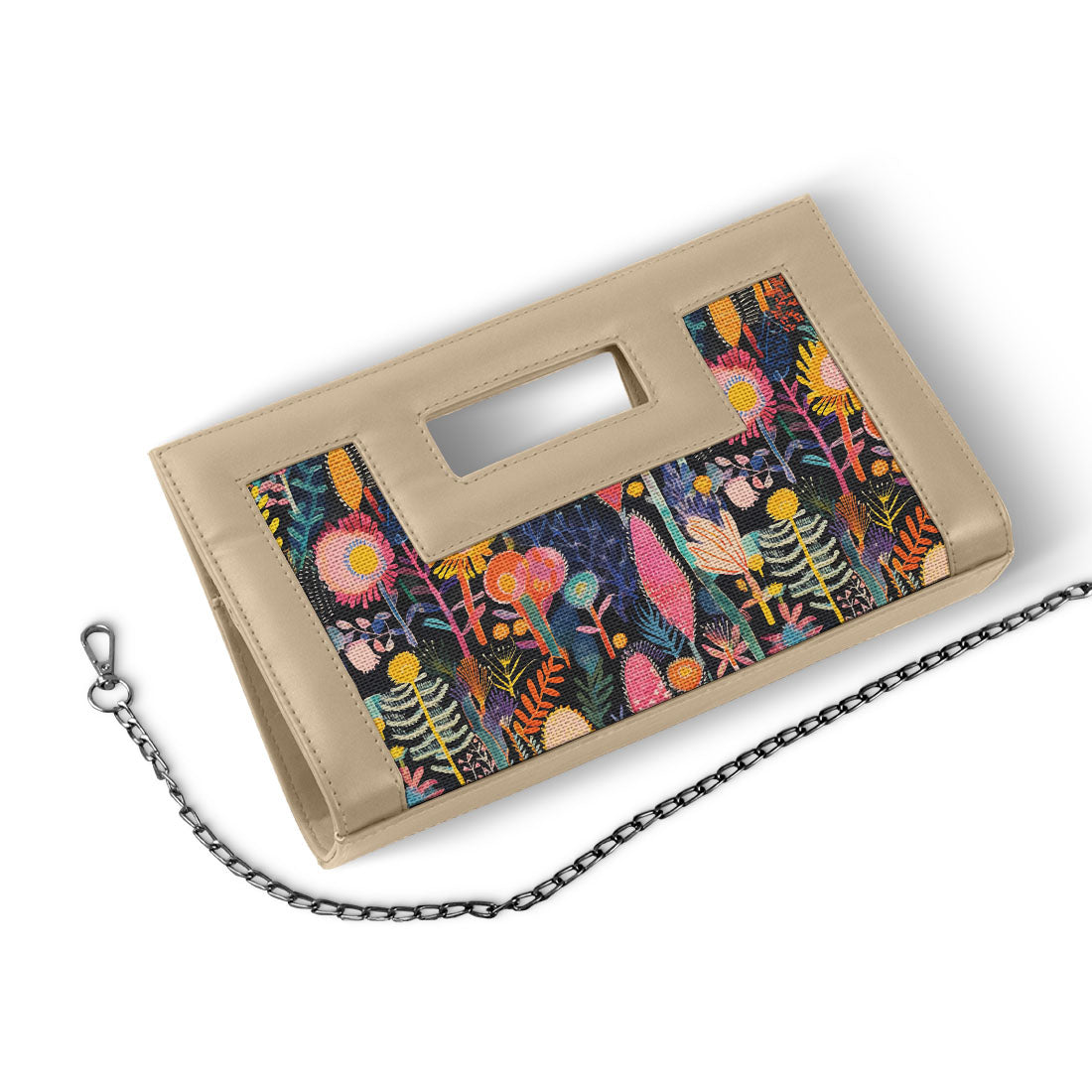 Beige City Sleek Clutch Midnight Floralscape
