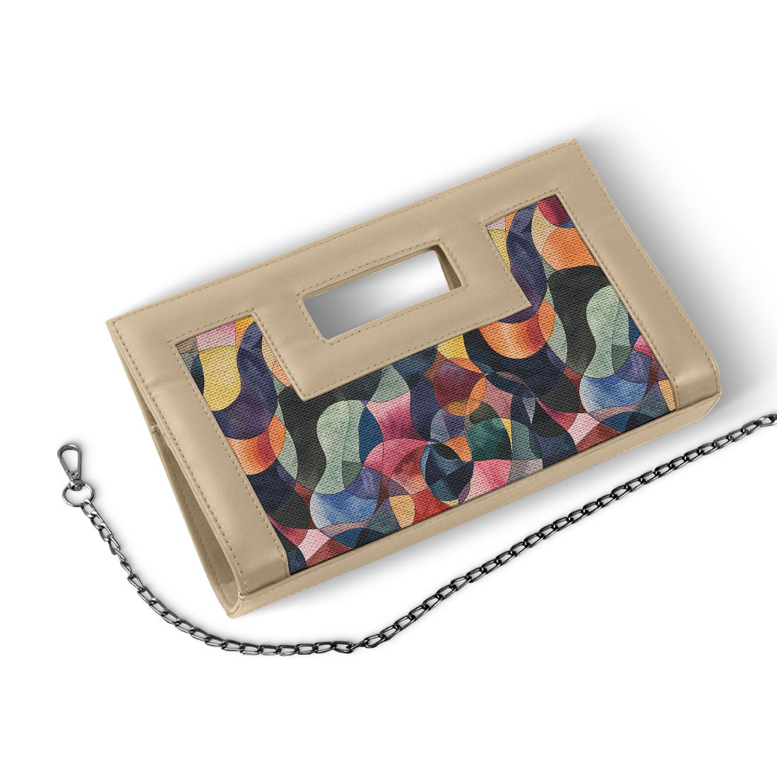 Beige City Sleek Clutch Watercolor Wavy