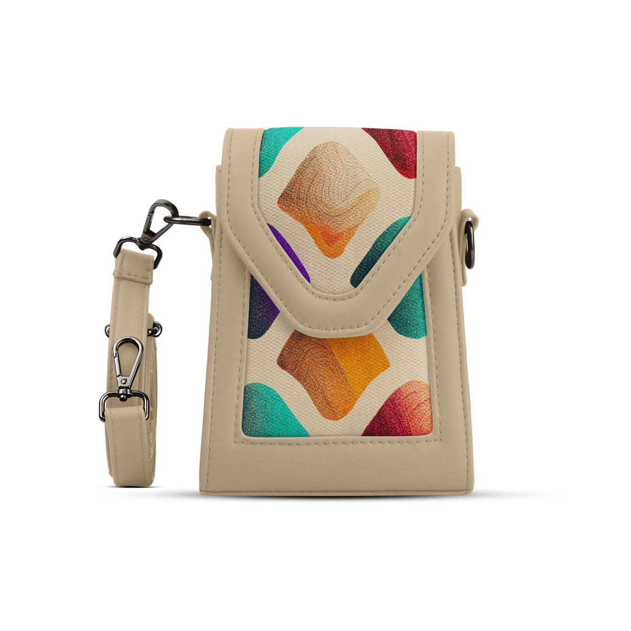 Beige Mini Urban Crossbody Bag Abstract Impressions