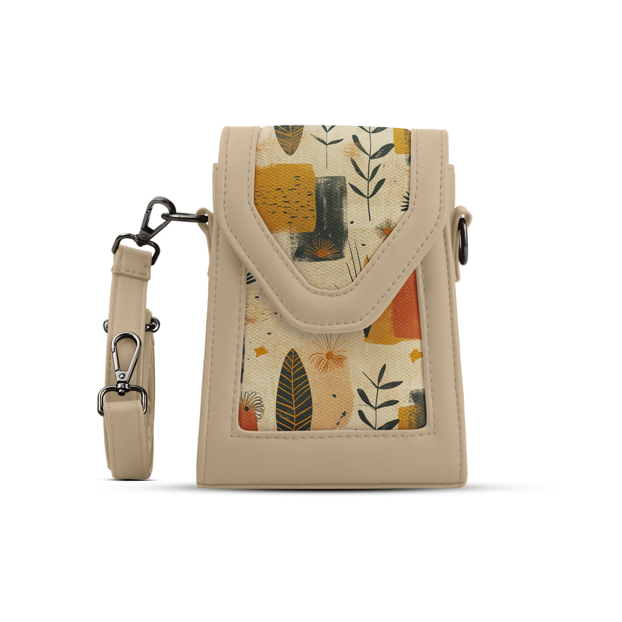 Beige Mini Urban Crossbody Bag Botanical Sketch