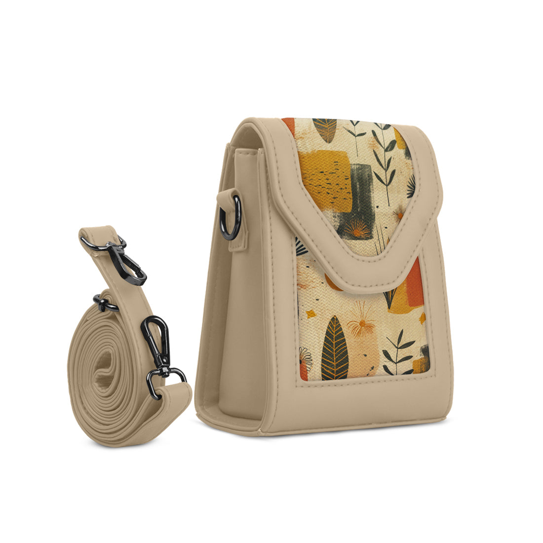 Beige Mini Urban Crossbody Bag Botanical Sketch