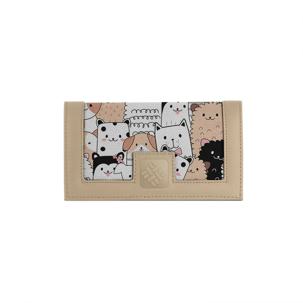 Beige Sleek Elegance Fold Wallet - Playful Kawaii Critter Charm